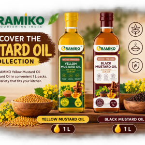 🌾 Gramiko Sarson Shakti Combo | Traditional Yellow & Black Sarson Oil (1L+1L)