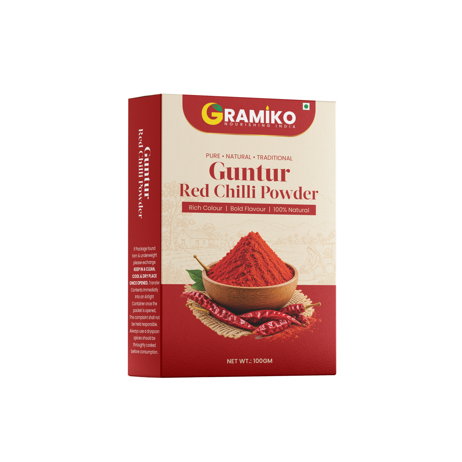 Gramiko Guntur Red Chilli Powder - 100 g Box